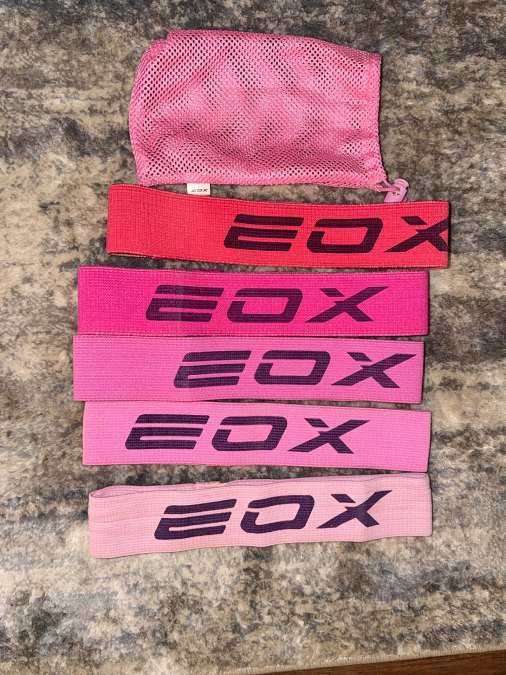 EOX Resistance Loop Bands Set Pink 5 Levels with Carry Bag